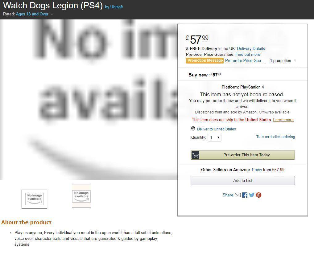 Amazon filtra el nuevo Watch_Dogs 1