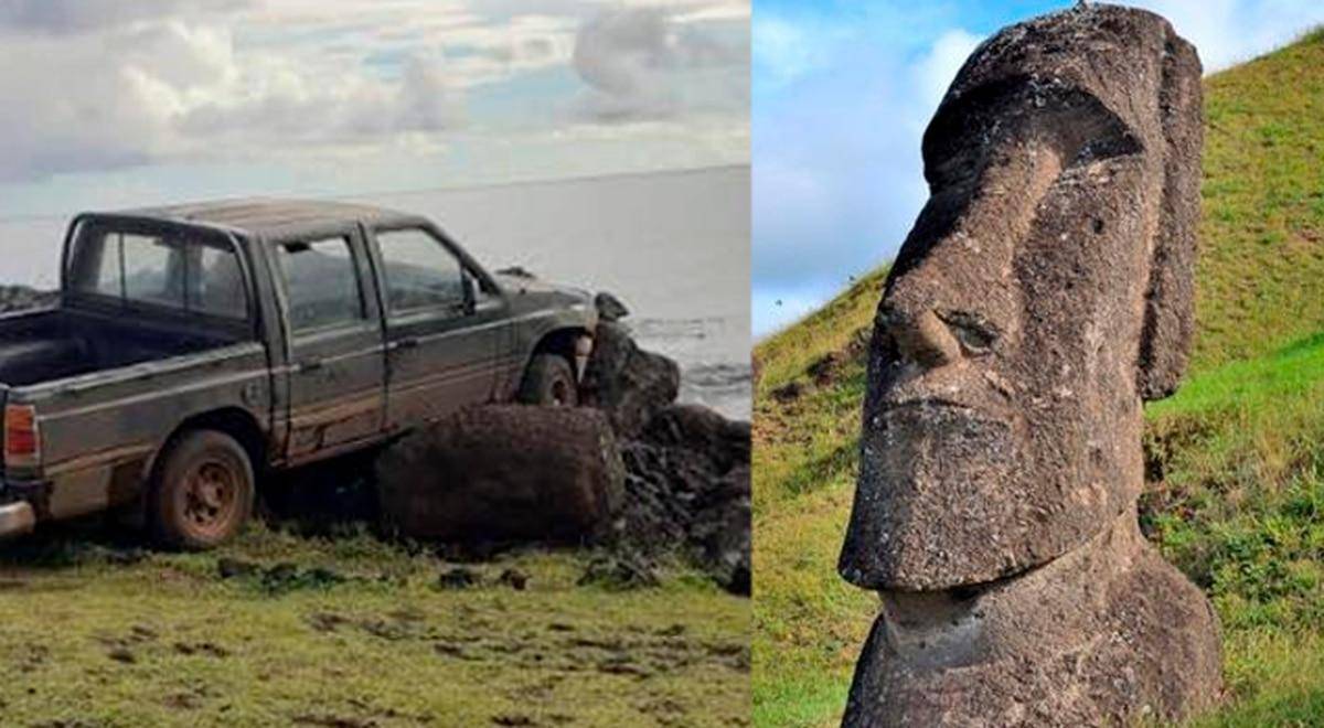 Camioneta destruyó invaluable estatua de la Isla de Pascua 1