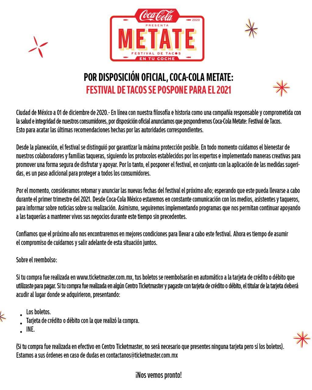 Coca-Cola Metate: Festival de Tacos se pospone para el 2021 1