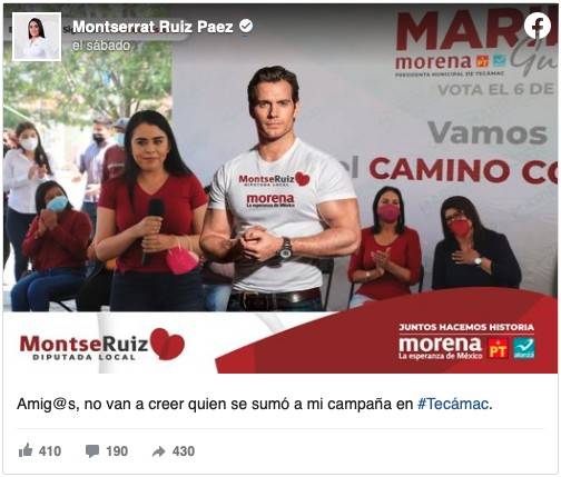 Política Mexicana utiliza imagen de Henry Cavill en campaña 1