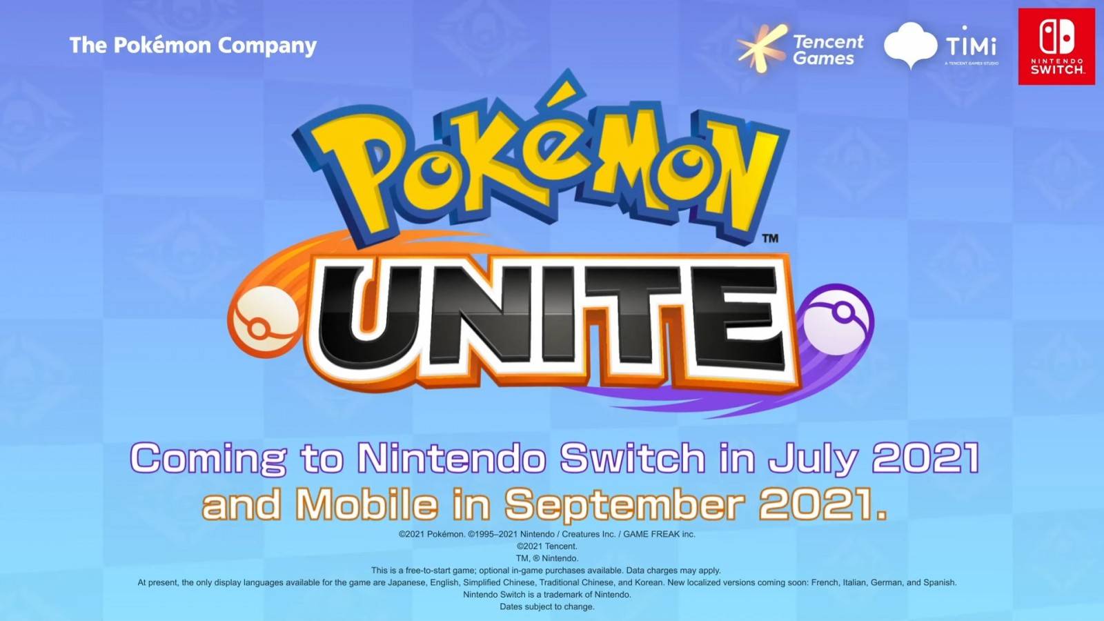 Pokémon Unite el MOBA desarrollado por Tencent Games llegará a Nintendo Switch en Julio y para smartphones en Septiembre.