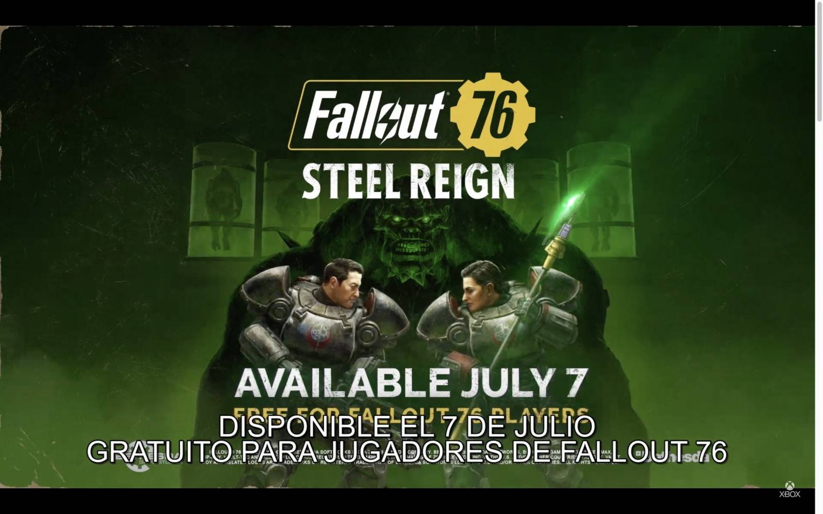 E3 2021: Fallout 76 recibirá actualización Steel Reign 2