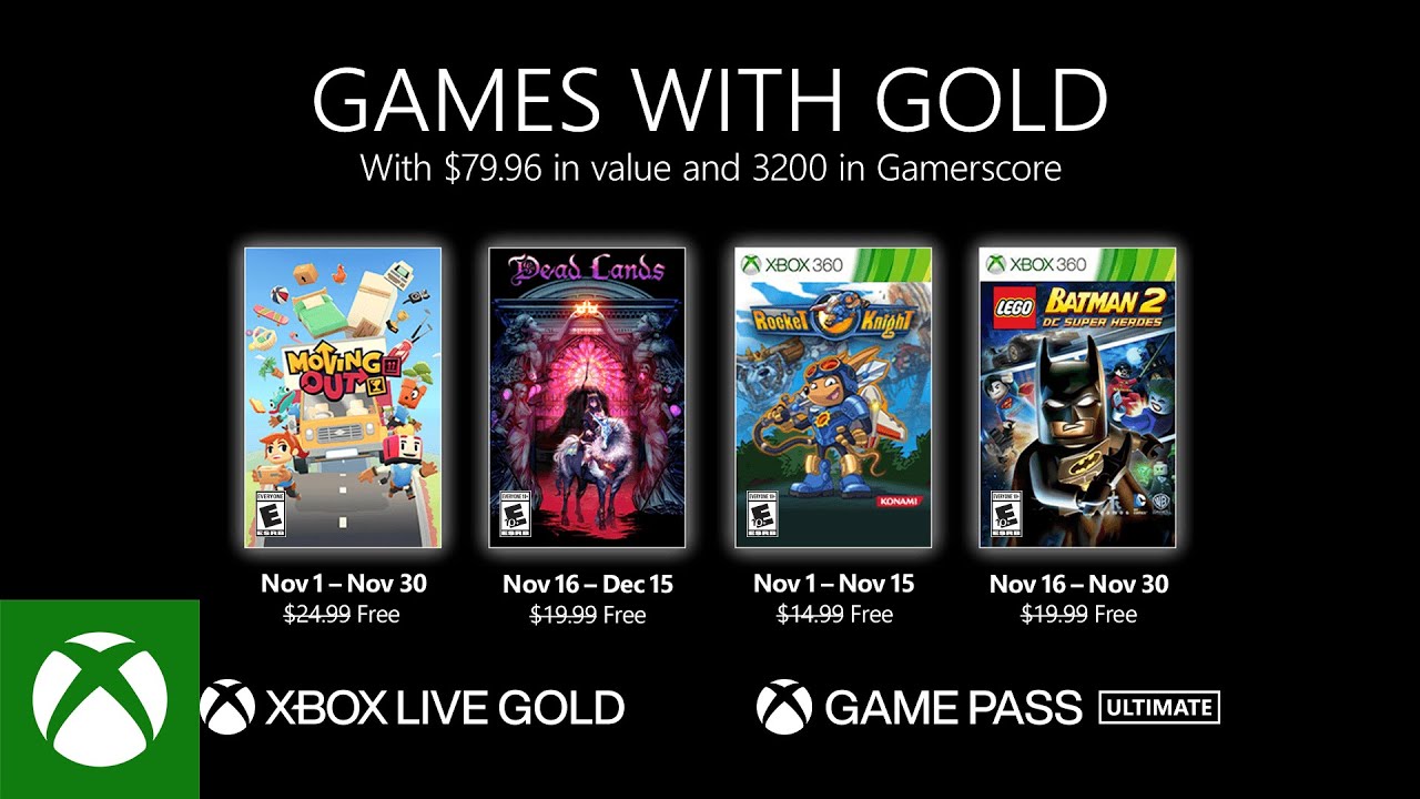 Xbox Games With Gold añade 4 nuevo juegos a la colección para el mes de noviembre