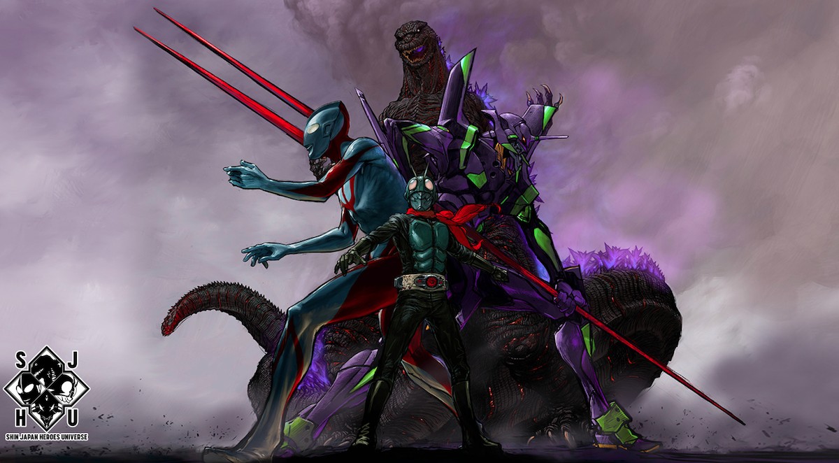 ¡Godzilla anuncia su crossover con Evangelion, Ultraman y Kamen Rider en Shin Japan Heroes Universe!