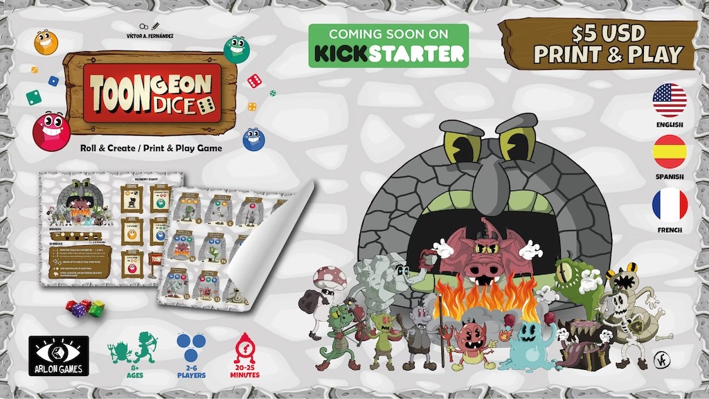 Conoce Toongeon Dice, el nuevo juego próximo a salir en Kickstarter