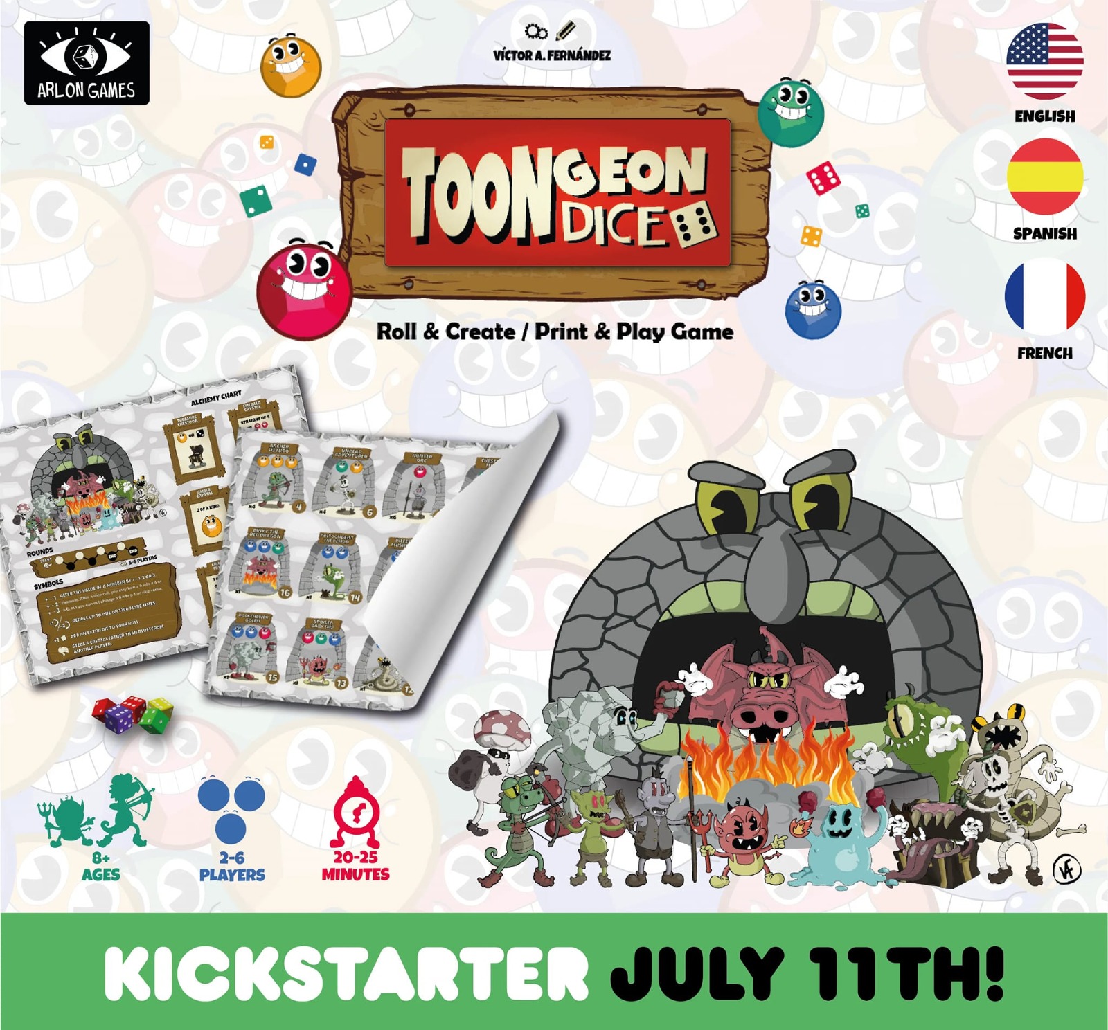 Conoce Toongeon Dice, el nuevo juego próximo a salir en Kickstarter 1