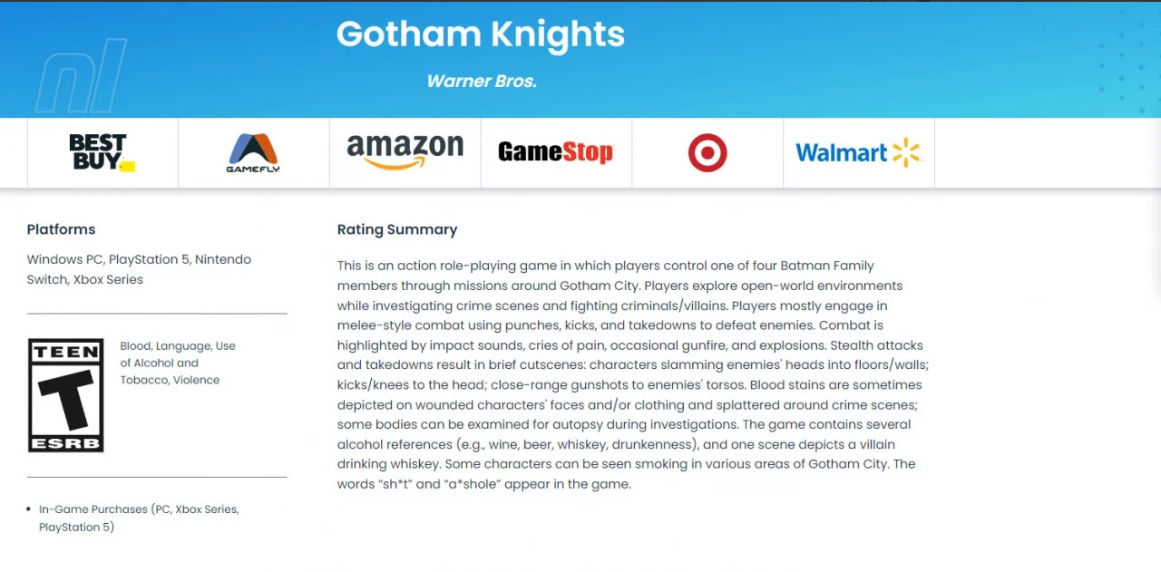 Rumor: Gotham Knights llegará al Nintendo Switch 3