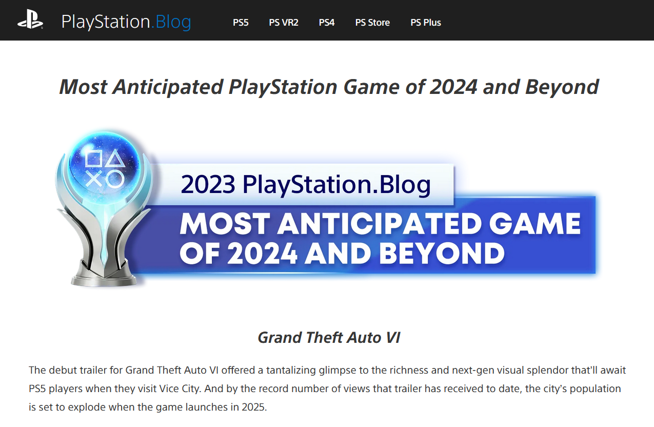 Grand Theft Auto VI - Premio PlayStation