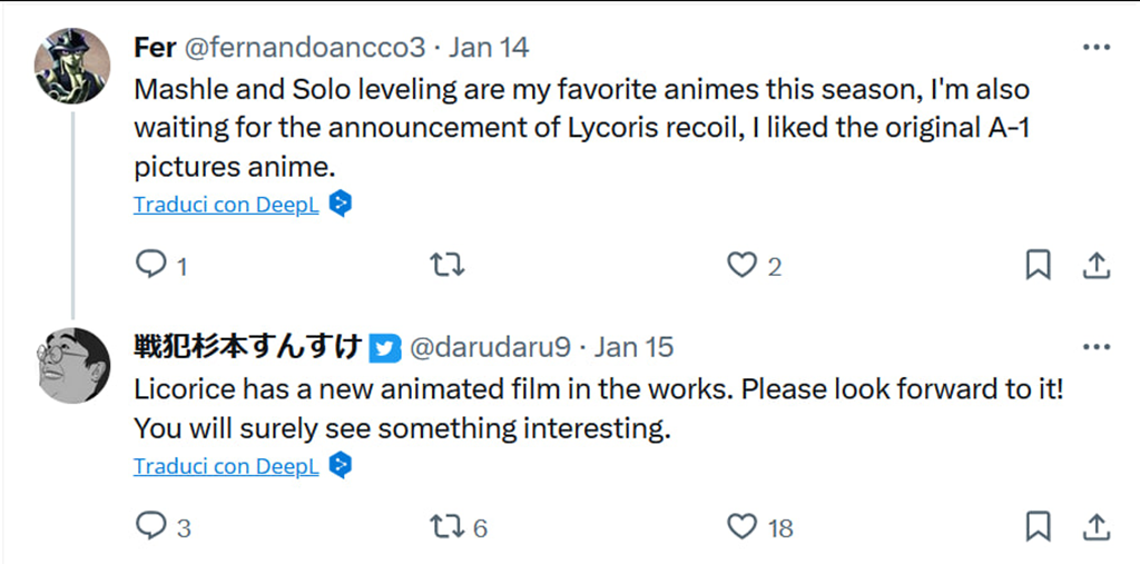 Rumor: Lycoris Recoil podría regresar dentro de poco 2