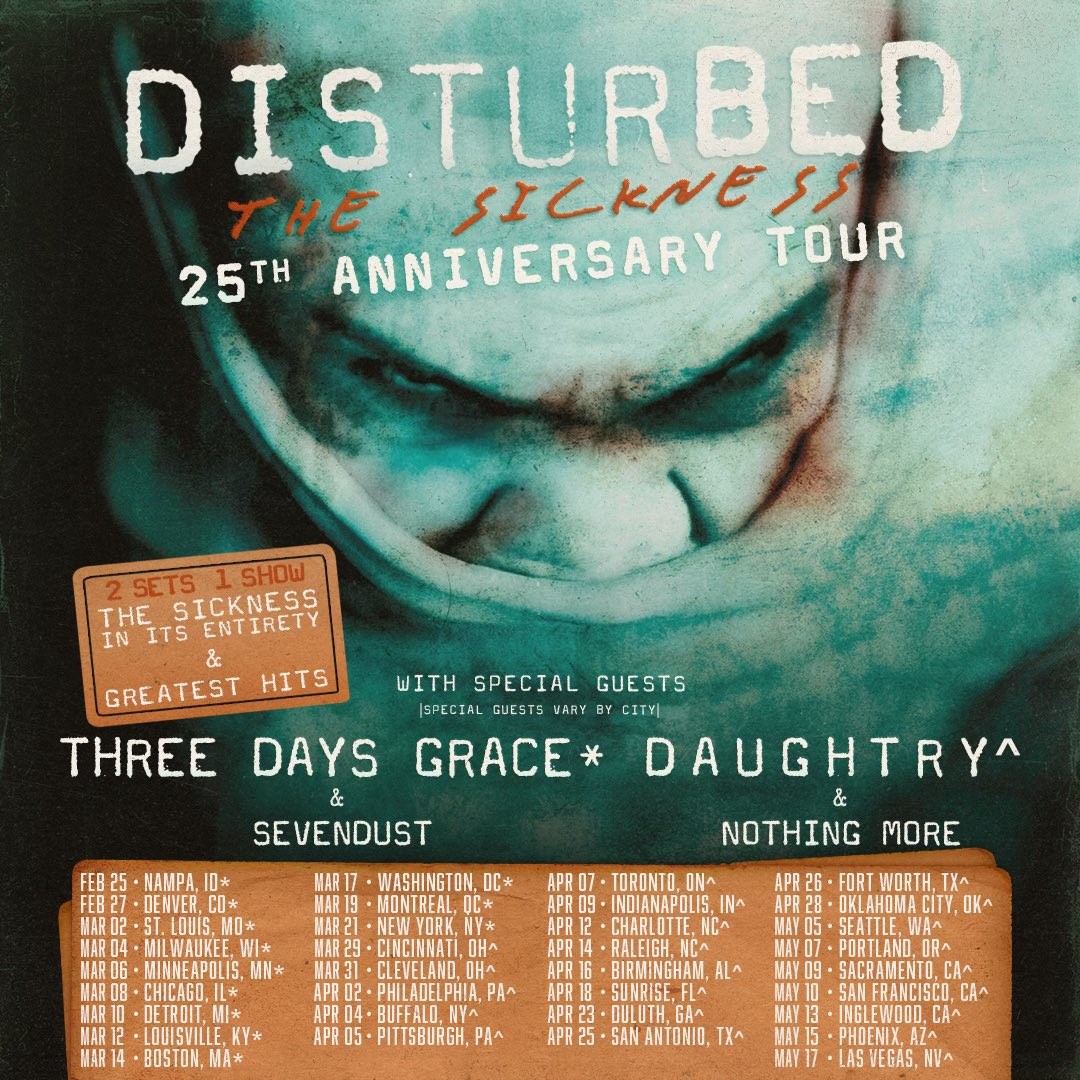 Disturbed anuncia su gira “The Sickness 25th Anniversary” en Norteamérica 1