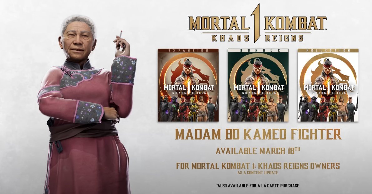Mortal Kombat 1 lanza evance de su próximo Kameo DLC... ¿Madam Bo? 1 Mortal Kombat 1