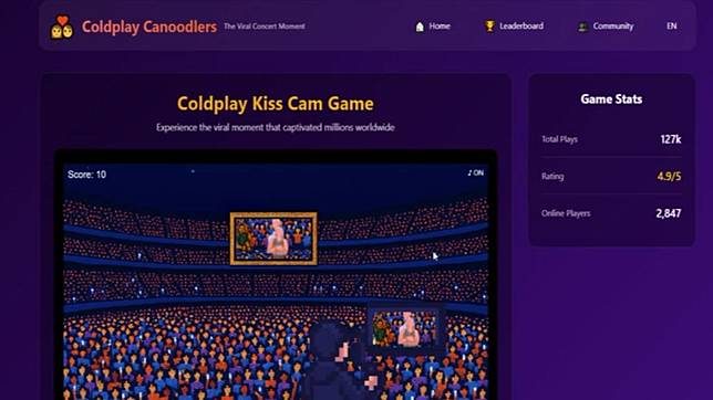 Coldplay Canoodlers: El escándalo de la 'Kiss Cam' ahora es un videojuego viral 2 Coldplay Canoodlers: El escándalo de la 'Kiss Cam' ahora es un videojuego viral 1