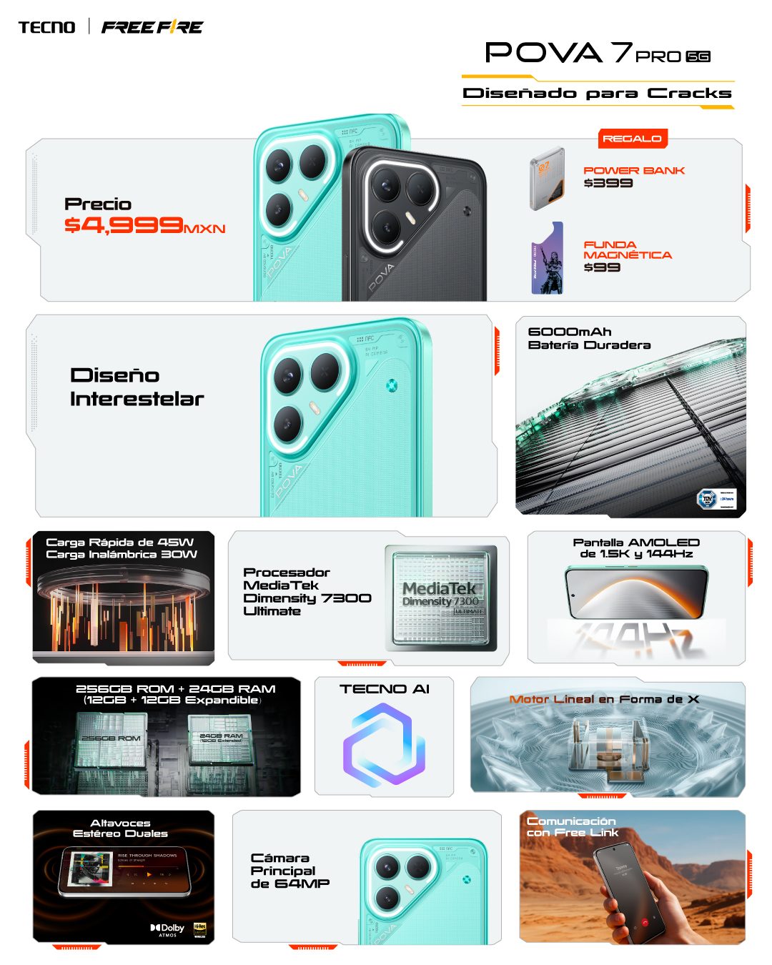 TECNO presenta su nuevo POVA 7 Pro 5G X Free Fire 2 TECNO presenta su nuevo POVA 7 Pro 5G X Free Fire 2