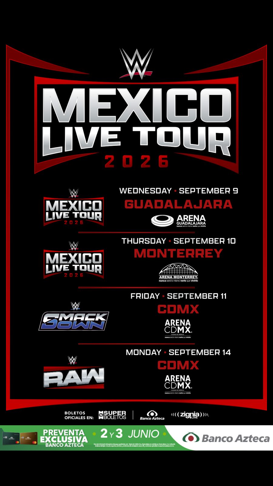 ¡La WWE regresa a México en septiembre 2026! 1 WWE