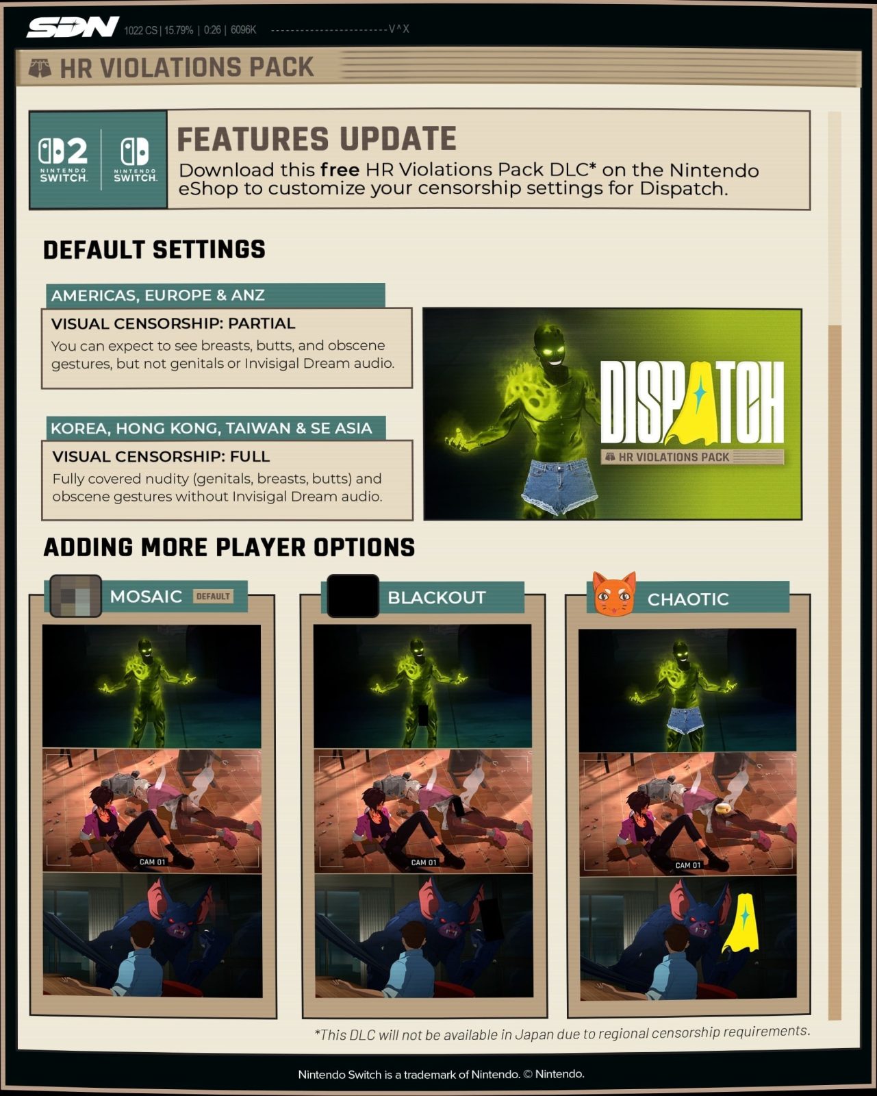 Dispatch añade diferentes censuras en Switch 2 2 Dispatch