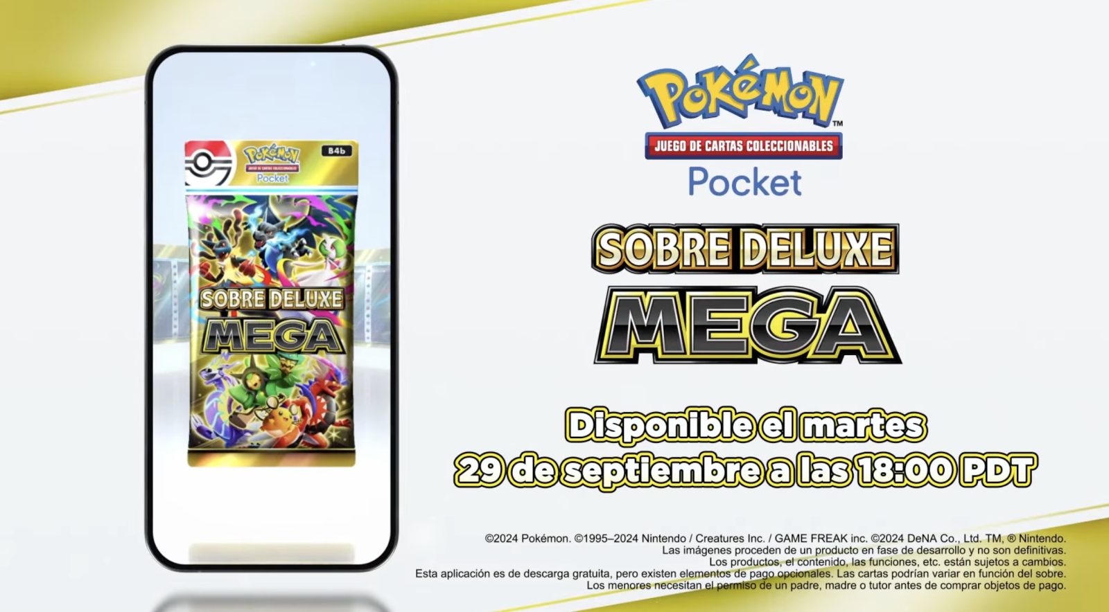 ¡Megaevoluciones y cartas garantizadas! JCC Pokémon Pocket anuncia Deluxe Pack: Mega 5 MEGA